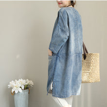 Load image into Gallery viewer, Vintage Loose Blue Denim Dresses Women Cotton Fall Outfits Q1388