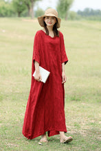 Load image into Gallery viewer, Casual V Neck Maxi Dresses Women Loose Cotton Linen Outfits Q1674