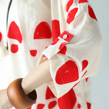 Load image into Gallery viewer, Casual Loose Summer Red Dot White Silk Linen Long Dresses Women Clothes Q1112 - FantasyLinen