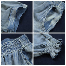 Load image into Gallery viewer, Casual Blue Cowboy Two Piece Loose Linen Shirt With Plus Fours S3062