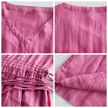 Load image into Gallery viewer, Women Vintage Pink Cotton Linen Dresses For Summer Q10065