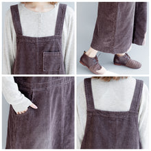Load image into Gallery viewer, Loose Corduroy Strap Dresses Women Fall Outfits Q2493