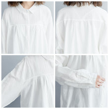 Load image into Gallery viewer, Simple White Loose Cotton Linen Shirt Dresses For Women Q18023