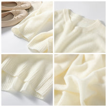 Load image into Gallery viewer, Cashmere White Pullover, Sweater for Women, Crew Neck Long Sleeve Sweater