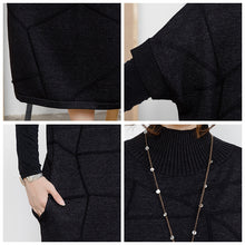 Load image into Gallery viewer, Loose Black Half Sleeve High Neck Sweater Dresses For Women Q2217