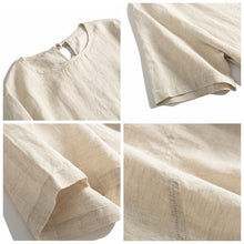 Load image into Gallery viewer, Casual Women Beige And Black Linen Dresses For Summer