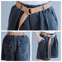 Load image into Gallery viewer, Women Loose Black And Blue Cowboy Shorts For Summer K6052
