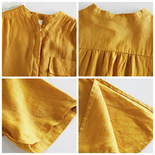 Load image into Gallery viewer, Women's Vintage Loose Linen Yellow Dresses For Summer