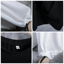 Load image into Gallery viewer, White And Black Summer Linen Wide-leg Pants For Women J9261