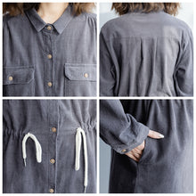 Load image into Gallery viewer, Gray And Khaki Corduroy Casual Dresses Women Loose Clothes Q18020
