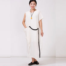 Load image into Gallery viewer, 100%Linen White Long Dress For Women
