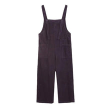 Load image into Gallery viewer, Women Purple Leisure Corduroy Overalls Dungarees Winter Fall Wide Leg Adjustable Jumpsuits Cotton Overall Pants Loose Bib Pants
