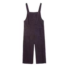 Load image into Gallery viewer, Women Purple Leisure Corduroy Overalls Dungarees Winter Fall Wide Leg Adjustable Jumpsuits Cotton Overall Pants Loose Bib Pants