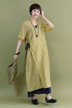 Load image into Gallery viewer, Green Casual Silk Linen Long Wind Coat Q2099
