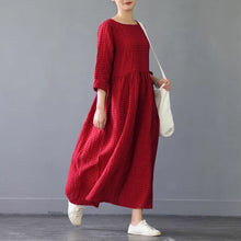 Load image into Gallery viewer, Silk Linen Loose Spring Causel Long Dress Oversize Women Clothes Q2661