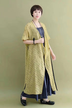 Load image into Gallery viewer, Green Casual Silk Linen Long Wind Coat Q2099
