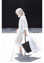 Load image into Gallery viewer, White and Black Cotton Fashion Long Shirt for Women S4042