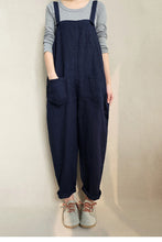 Load image into Gallery viewer, Women Casual Linen Jumpsuits Overalls Pants With Pockets Vintage Linen Harem Pants