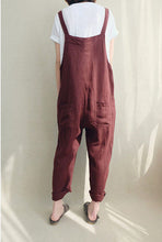 Load image into Gallery viewer, Women Casual Linen Jumpsuits Overalls Pants With Pockets Vintage Linen Harem Pants