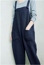 Load image into Gallery viewer, Women Casual Linen Jumpsuits Overalls Pants With Pockets Vintage Linen Harem Pants