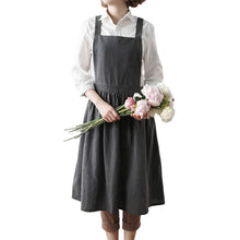 Load image into Gallery viewer, Cotton Linen Cross Back Apron Gift Chef Works Handmade Apron A1303
