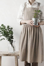 Load image into Gallery viewer, Cotton Linen Cross Back Apron Gift Chef Works Handmade Apron A1303