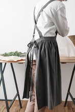Load image into Gallery viewer, Cotton Linen Cross Back Apron Gift Chef Works Handmade Apron A1303
