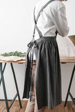 Load image into Gallery viewer, Cotton Linen Cross Back Apron Gift Chef Works Handmade Apron A1303