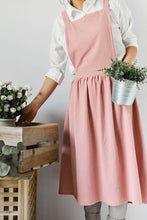 Load image into Gallery viewer, Cotton Linen Cross Back Apron Gift Chef Works Handmade Apron A1303