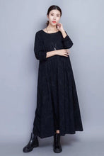 Load image into Gallery viewer, Flower Long Sleeve Casual Maxi Dresses Women Clothes in Red 8007 - FantasyLinen