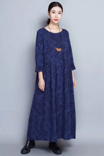 Load image into Gallery viewer, Flower Long Sleeve Casual Maxi Dresses Women Clothes in Red 8007 - FantasyLinen