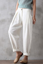 Load image into Gallery viewer, Women Long Cotton Linen Pencil Pants Loose Turnip Pants K7052