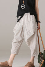 Load image into Gallery viewer, Loose Striped Harem Pants Women Cotton Linen Trouser