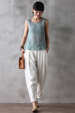 Load image into Gallery viewer, Women Long Cotton Linen Pencil Pants Loose Turnip Pants K7052