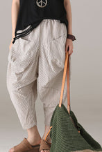 Load image into Gallery viewer, Loose Striped Harem Pants Women Cotton Linen Trouser