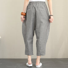 Load image into Gallery viewer, Vintage Casual Striped Cotton Linen Pants Women Fall Trousers