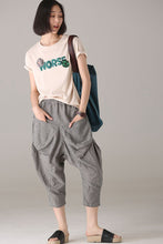 Load image into Gallery viewer, Loose Striped Harem Pants Women Cotton Linen Trouser