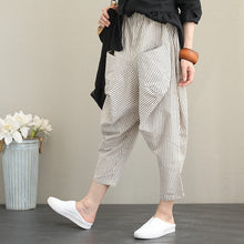 Load image into Gallery viewer, Vintage Casual Striped Cotton Linen Pants Women Fall Trousers