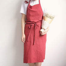 Load image into Gallery viewer, Full Length Cotton Linen Apron Barista Cafe Waitress Bar Bakery Catering Uniform Painter Florist Gardener Workwear A1302 - FantasyLinen