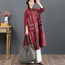 Load image into Gallery viewer, Fashion Vintage Striped Loose Cotton Shirt Women Casual Blouse 5777