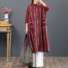 Load image into Gallery viewer, Fashion Vintage Striped Loose Cotton Shirt Women Casual Blouse 5777