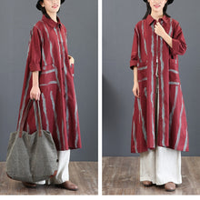 Load image into Gallery viewer, Fashion Vintage Striped Loose Cotton Shirt Women Casual Blouse 5777