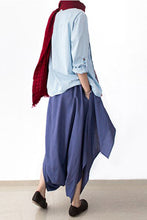 Load image into Gallery viewer, Cotton Wide Leg Pants Blue Casual Loose Women Trousers P4101