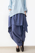 Load image into Gallery viewer, Cotton Wide Leg Pants Blue Casual Loose Women Trousers P4101