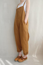 Load image into Gallery viewer, Women Leisure Cotton Jumpsuits Comfortable Dungarees Wide Leg Pants Casual Overalls With Pockets
