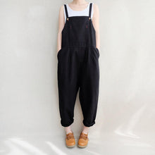 Load image into Gallery viewer, Women Leisure Cotton Jumpsuits Comfortable Dungarees Wide Leg Pants Casual Overalls With Pockets