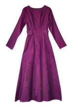 Load image into Gallery viewer, Women's Simple Linen Purple Collect Waist Maxi Dress