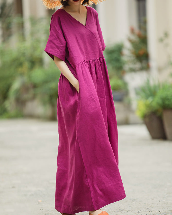 Plus Loose Fit Pure Color A-Line Dress for Women, Suitable for Holiday and Leisure XL
