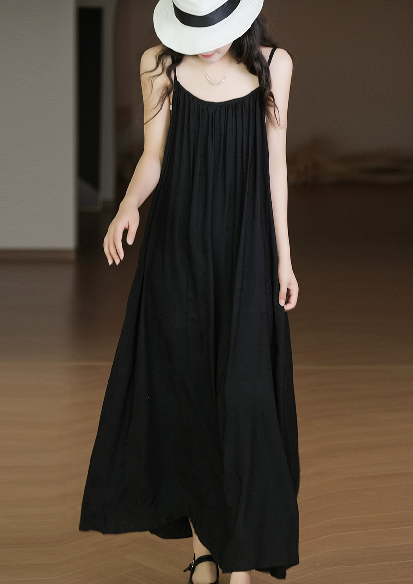 Women's Jacquard Vacation Dress, Loose Long Dress for Women Outfit, Suitable for Birthday Party, Graduation Black Women's Jacquard Vacation Dress, Loose Long Dress for Women Outfit, Suitable for Birthday Party, Graduation Black