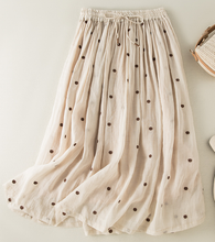 Load image into Gallery viewer, Women&#39;s Summer Retro Elastic Waist Pleated Skirt, Loose Flared Linen Lined Skirt
